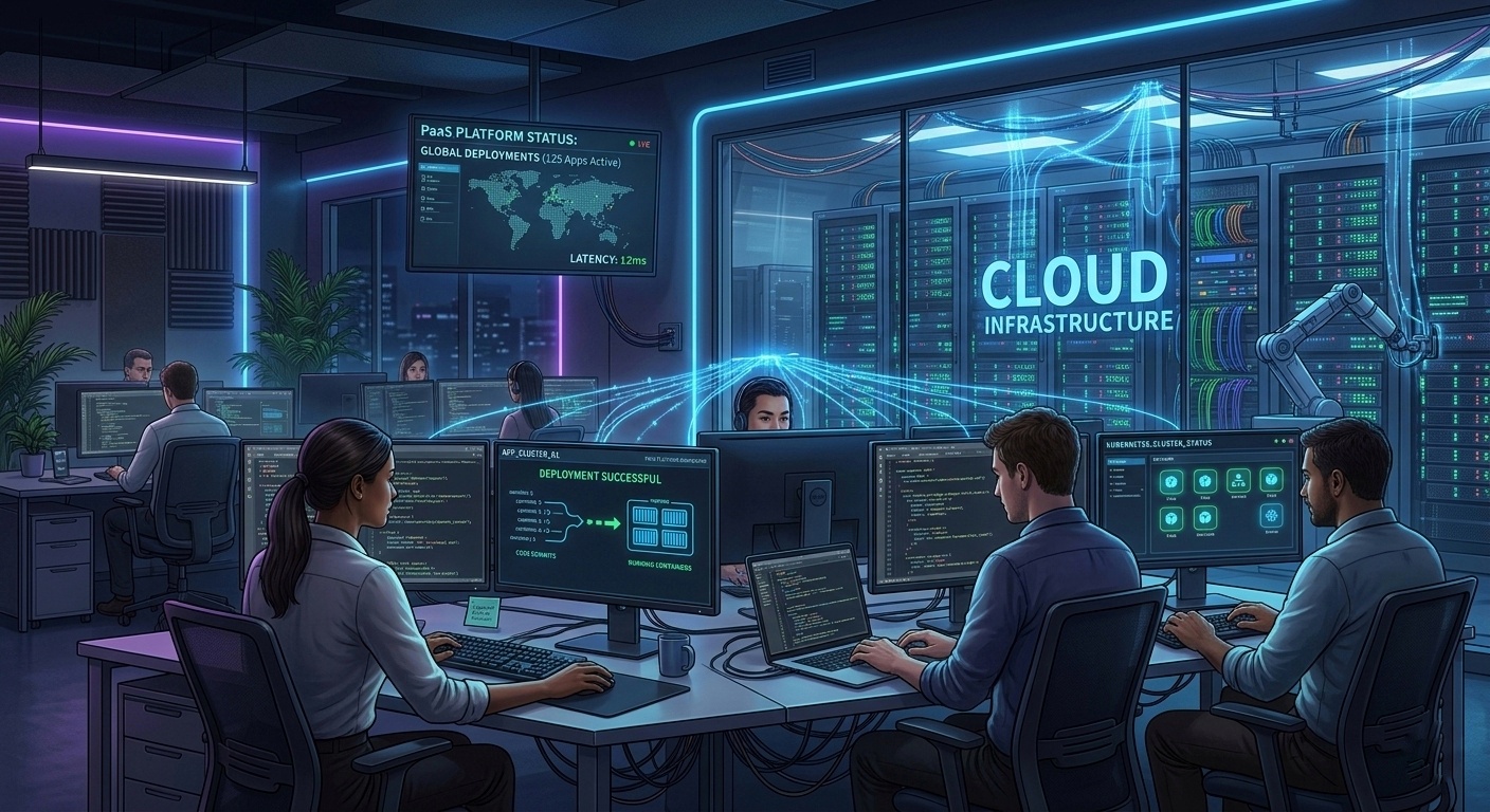 Developer coding on laptop